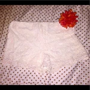Off White Lace Detailed Shorts